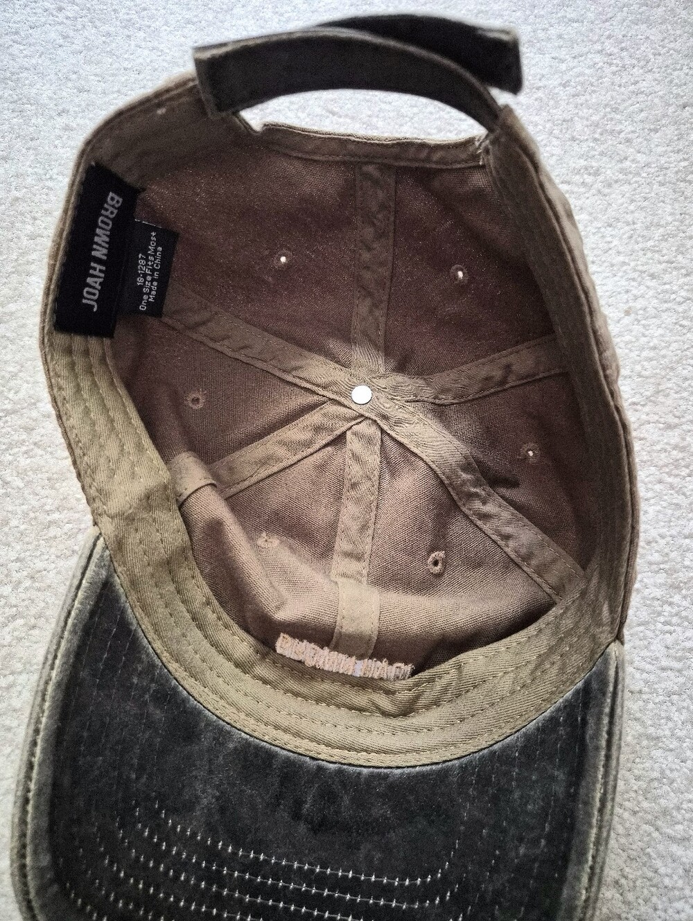 Joah Brown Official Vintage Cap Khaki Army Green w Brown Brim One Size NWOT - Picture 3 of 5